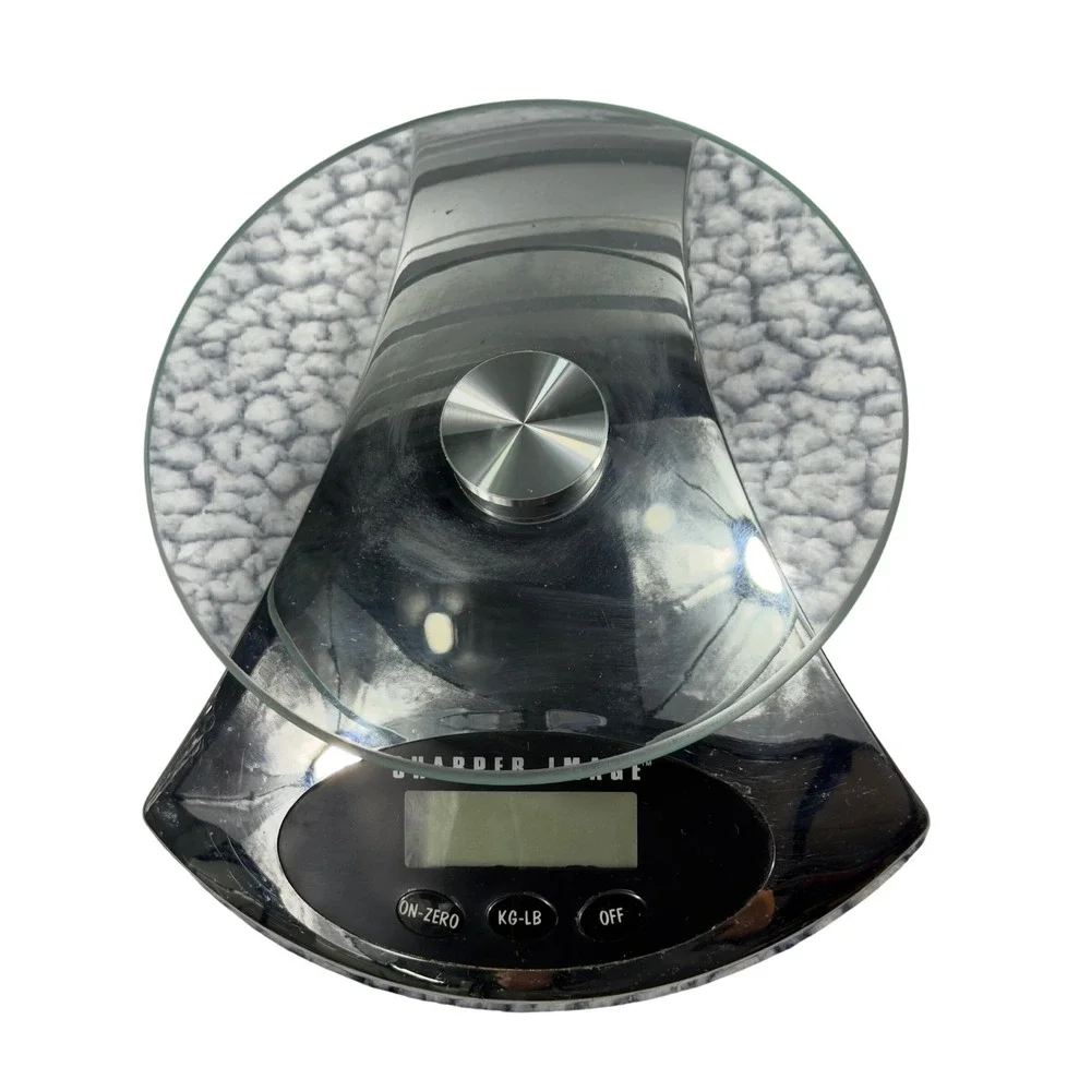 Sharper Image Digital Kitchen Scale Silver Glass Chrome Electronic Modern Scale